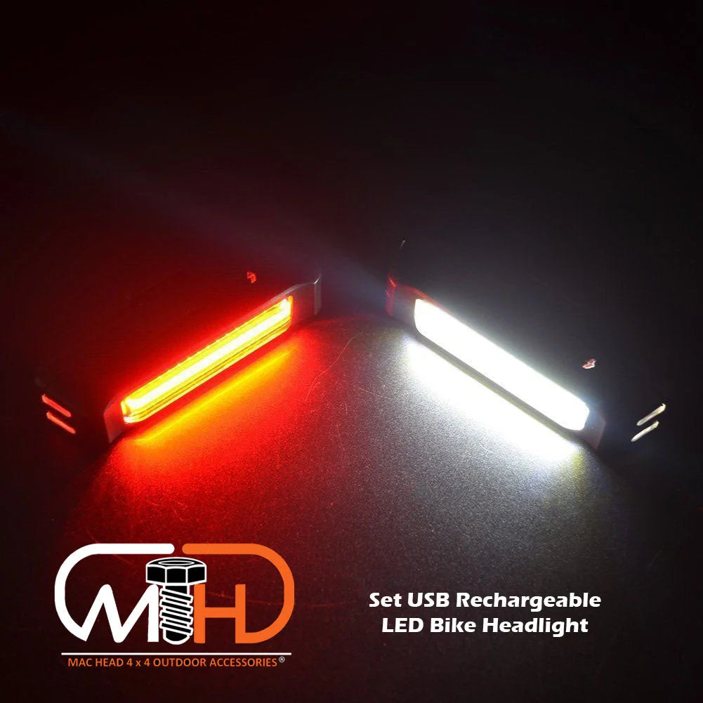 LED Bike Light Set USB Rechargeable Front Headlight Bar