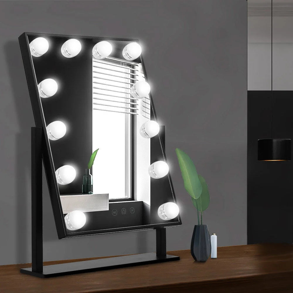 Black mirror with led standing makeup bedroom