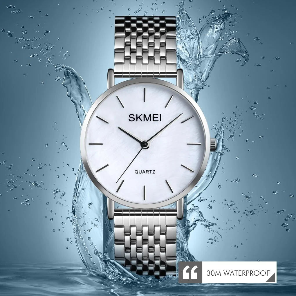 Light & Thin Waterproof Quartz Watch for Women with Steel