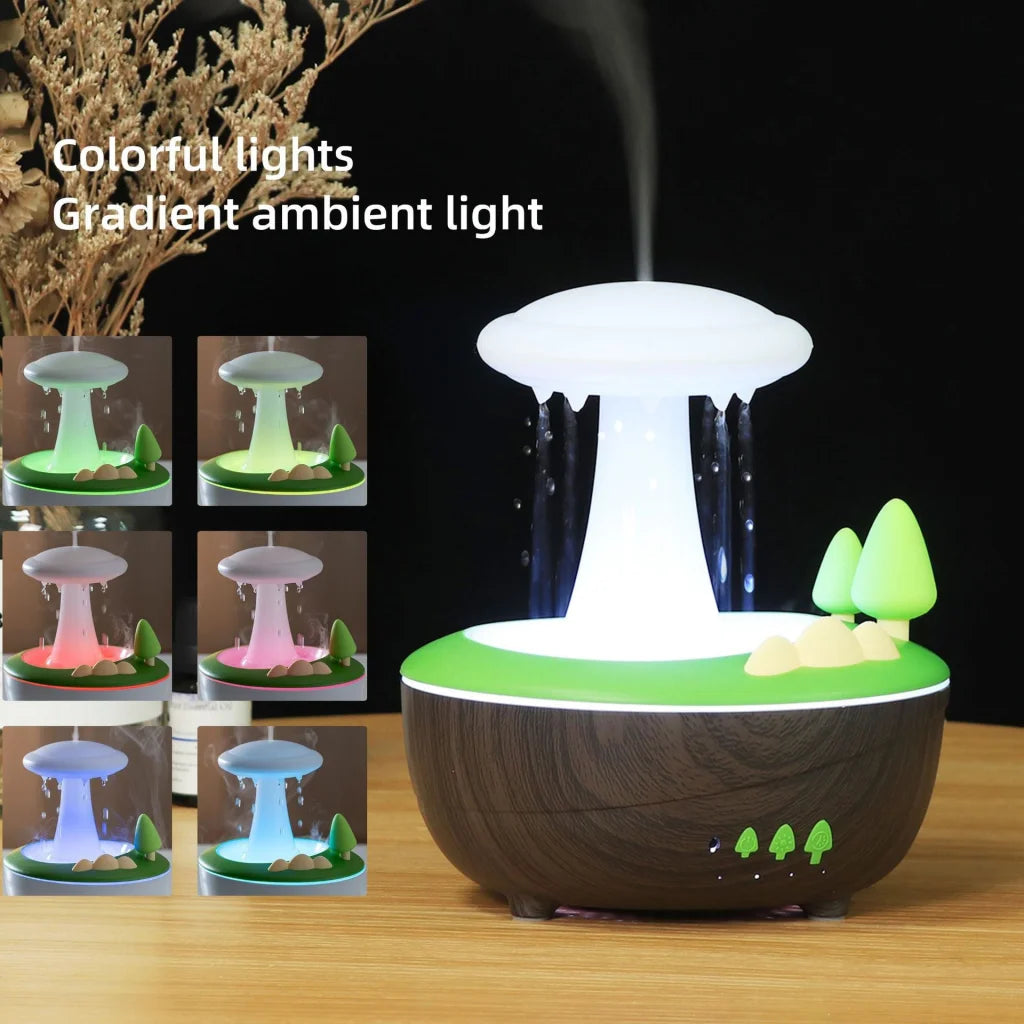 Light Woodgrain Raindrop Mushroom Aroma Diffuser - 280mL