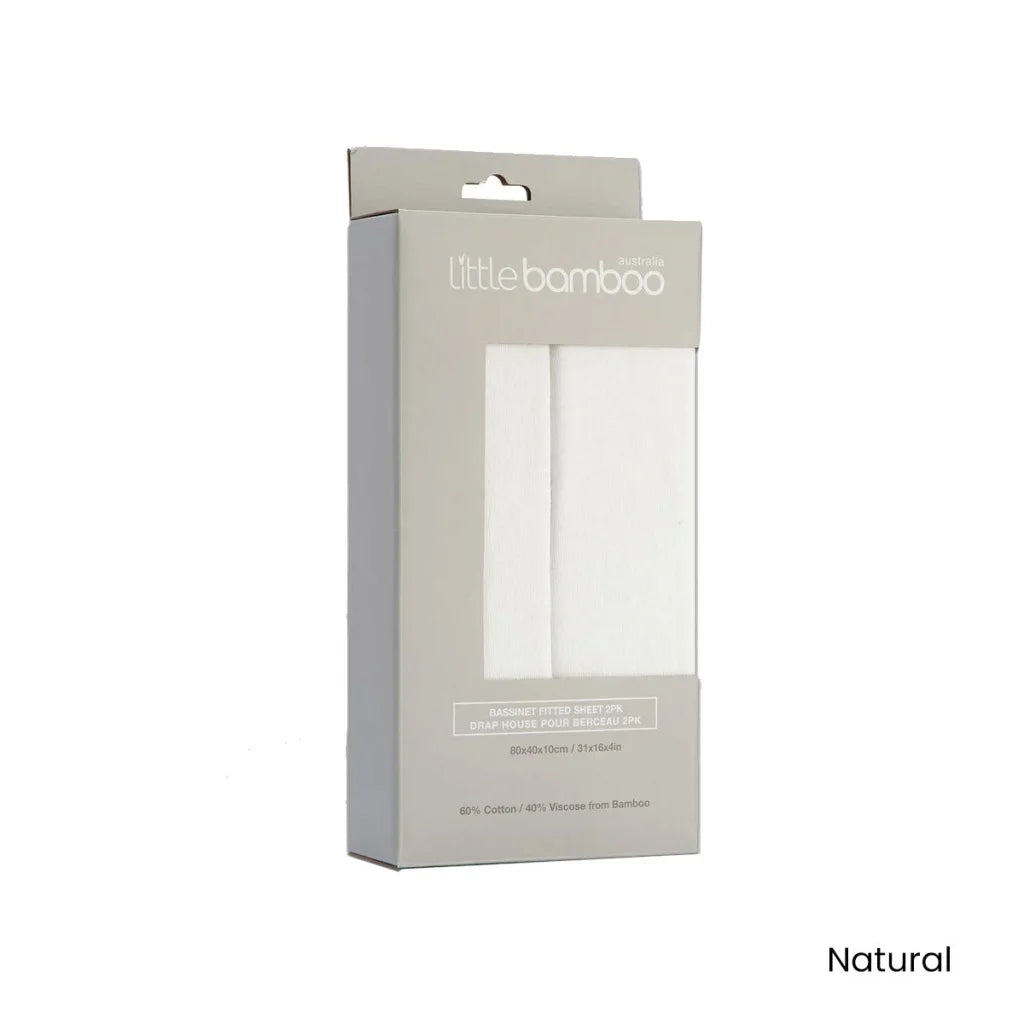 Little Bamboo Jersey Fitted Sheet Bassinet Size - Set of 2