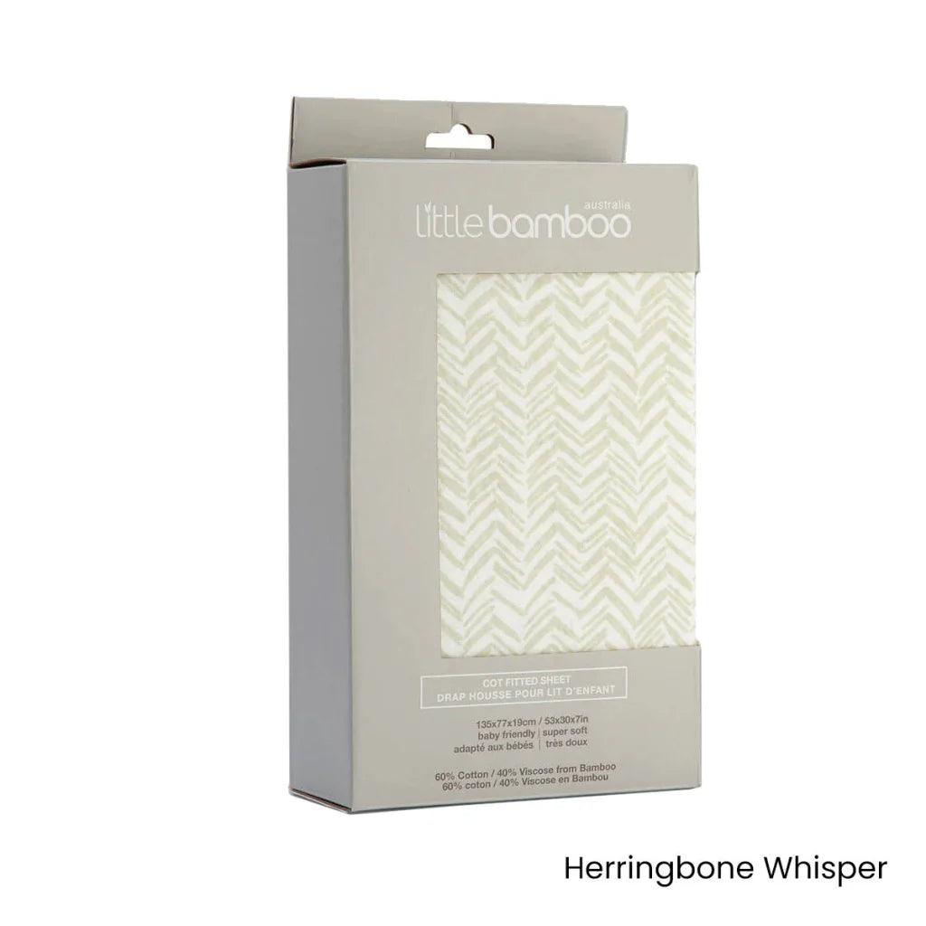 Little Bamboo Jersey Fitted Sheet Cot Size - Herringbone