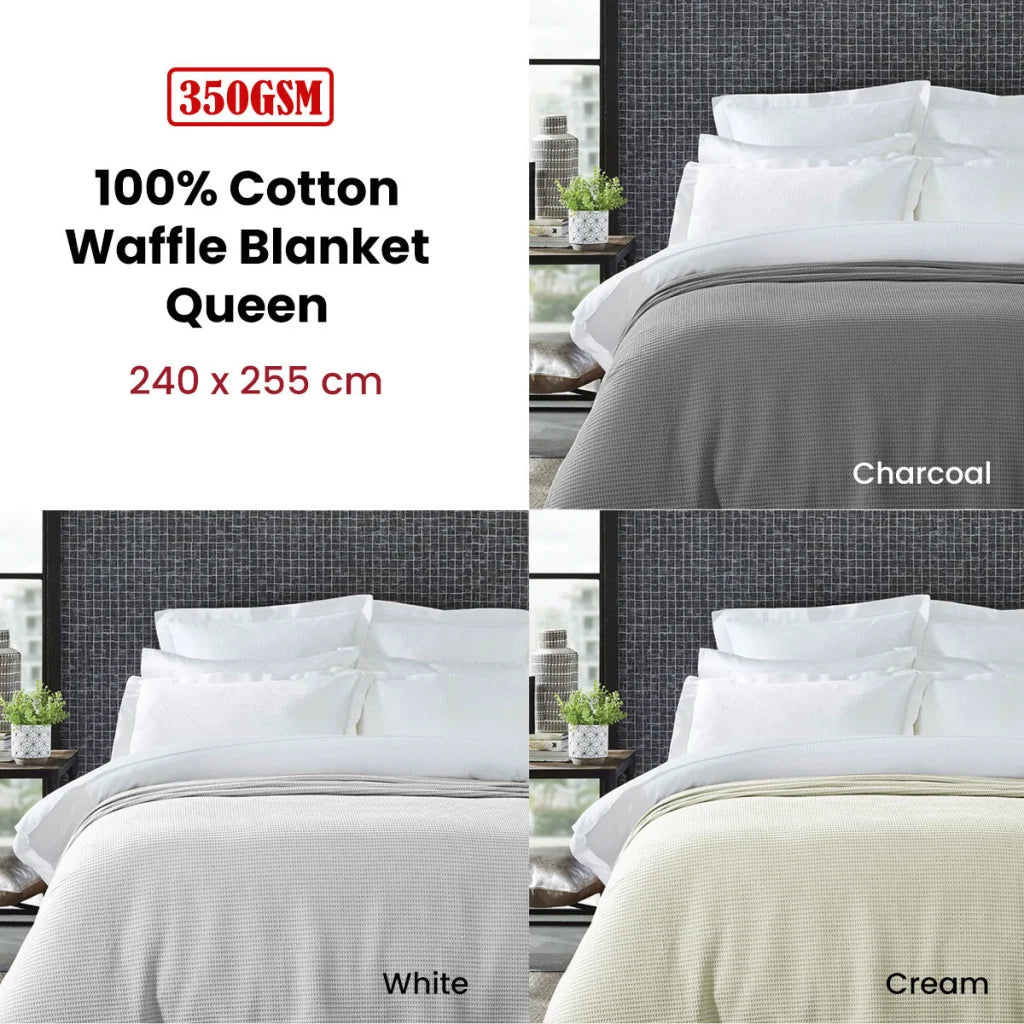 Living 350gsm 100 Cotton Breathable Waffle