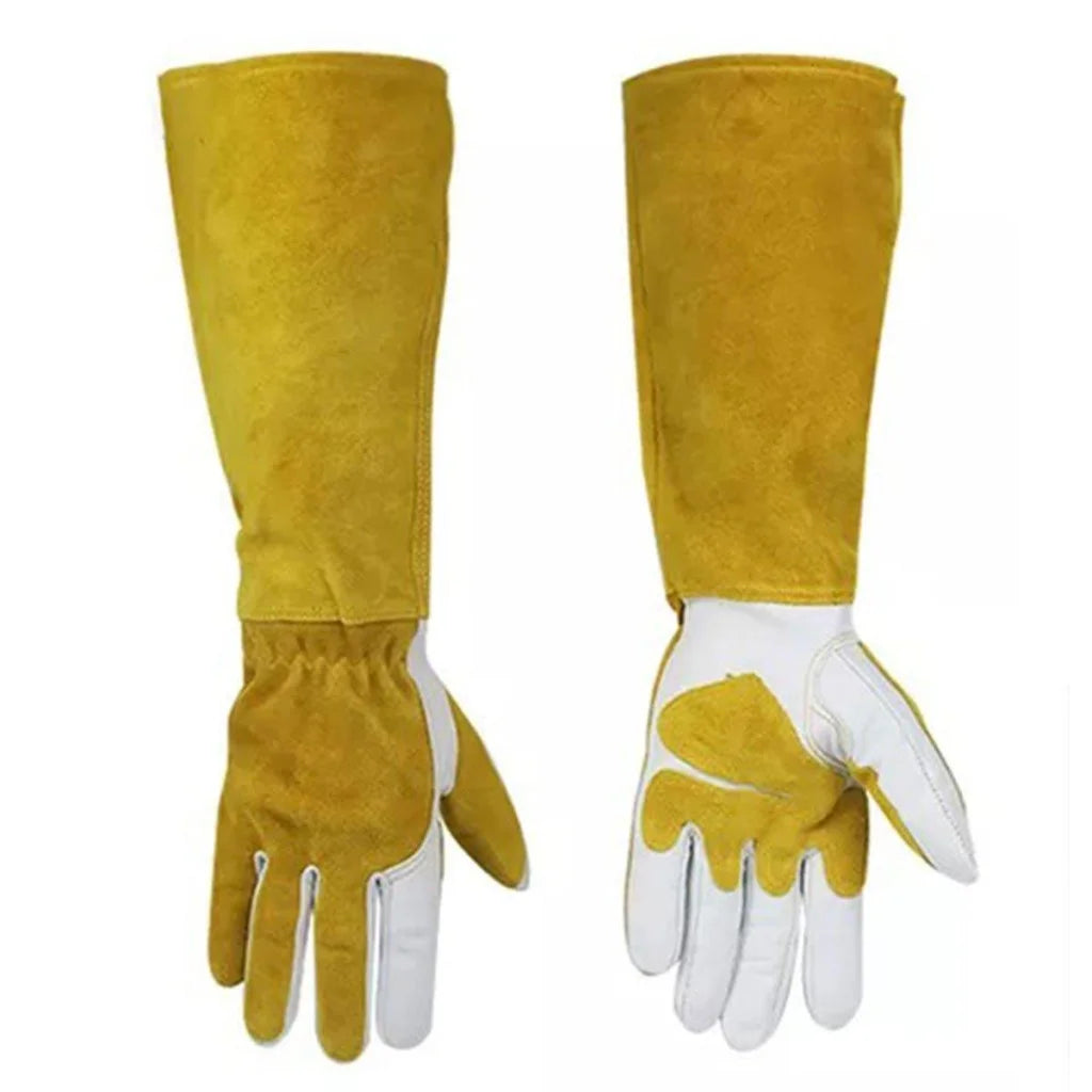 Long Welding Gloves Heat Resistant Leather Gloves for Grill