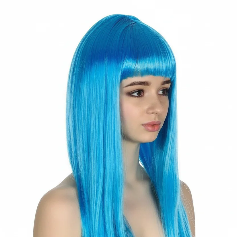 LONG WIG Straight Party Hair Costume Fringe Cosplay Fancy