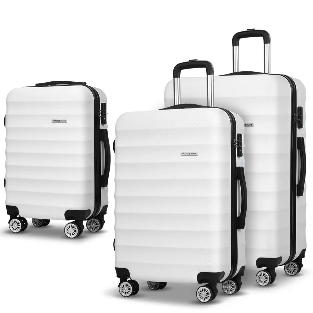 Luggage Trolley Set 3pcs Travel Suitcase Hard Shell Case