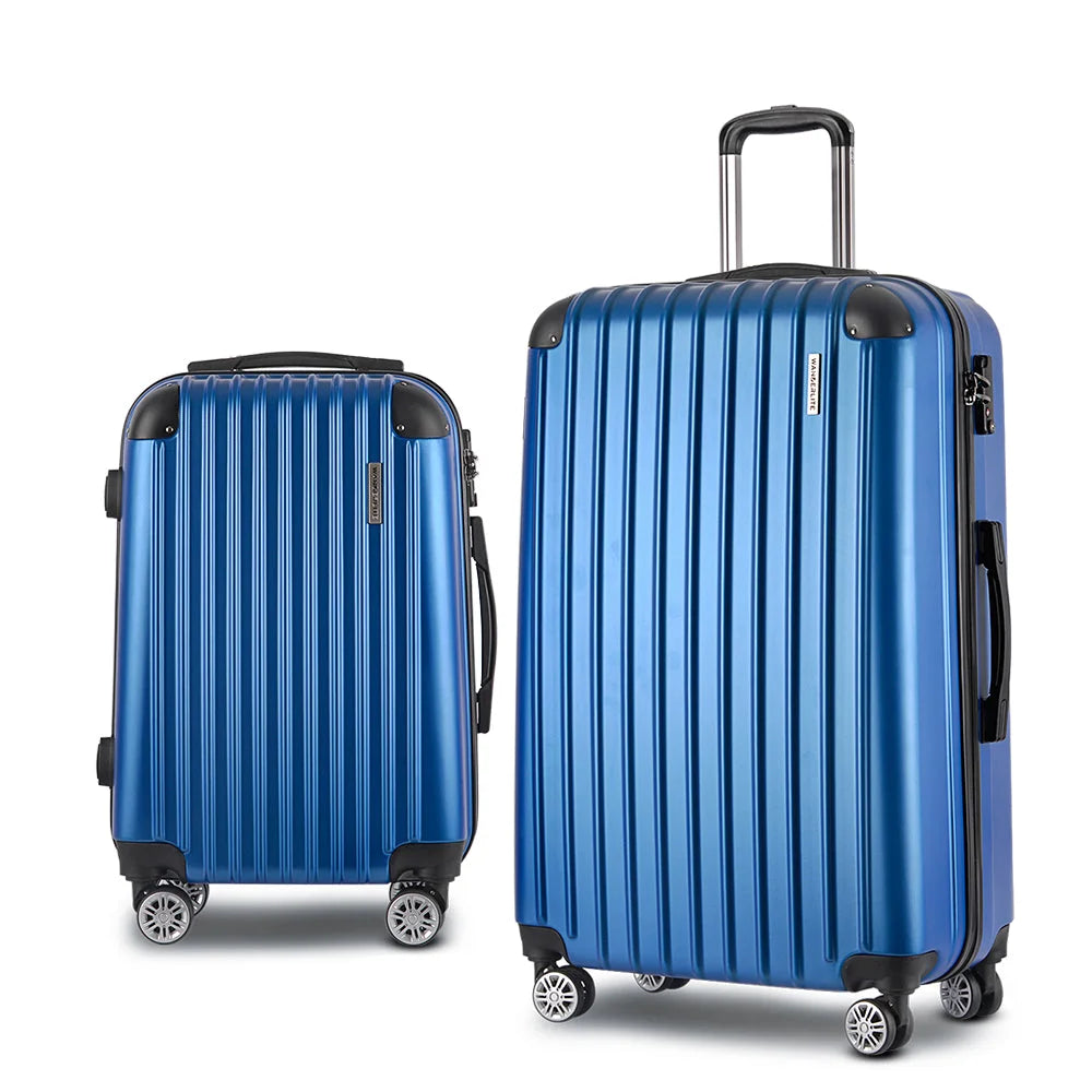 Luggage Trolley Suitcase Set 2PC Travel TSA Hard Case - Blue