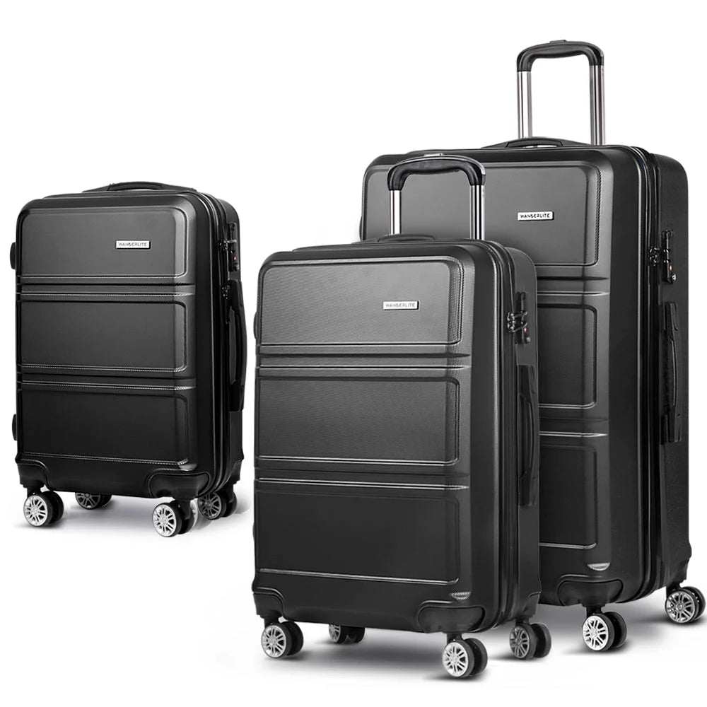 Luggage Trolley Suitcase Set 3PC Travel TSA Hard Case