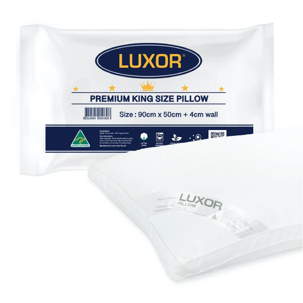 Luxor Hotel Pillow Australian Made King Size with 4cm Wall