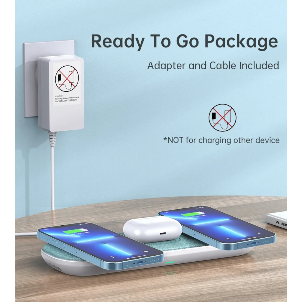 Magnetic Wireless Charging Pad 3-in-1 with AC Adapter