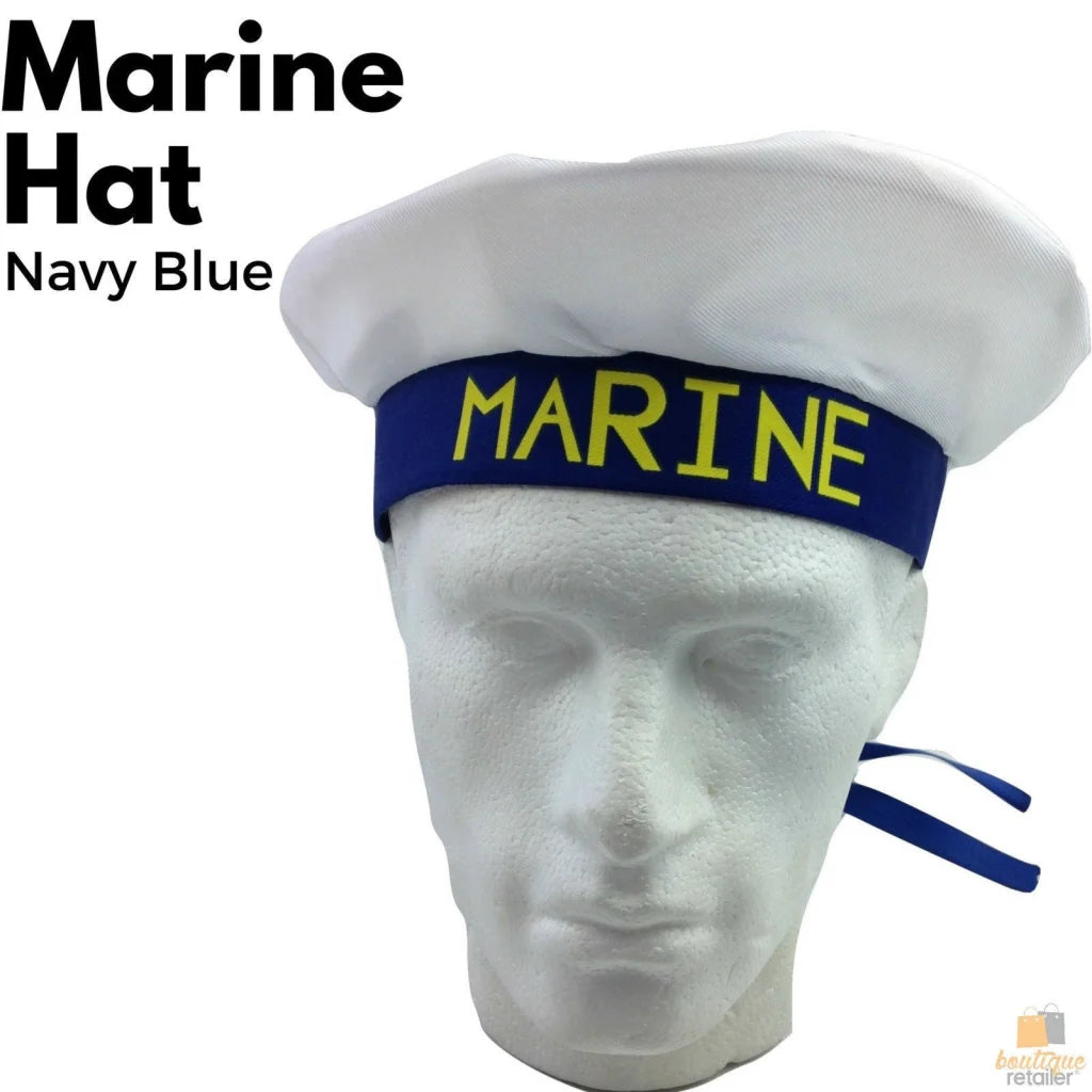 MARINE HAT Cap White NAVY Skipper Sea Fancy Dress Sailor
