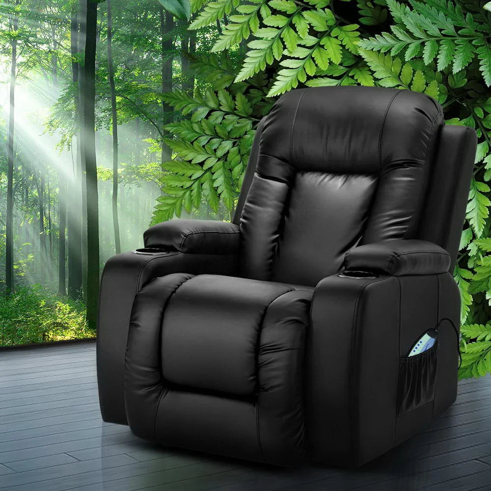 Massage Chair Recliner Luxury Lounge Sofa Armchair Heat Leather shown on the product page