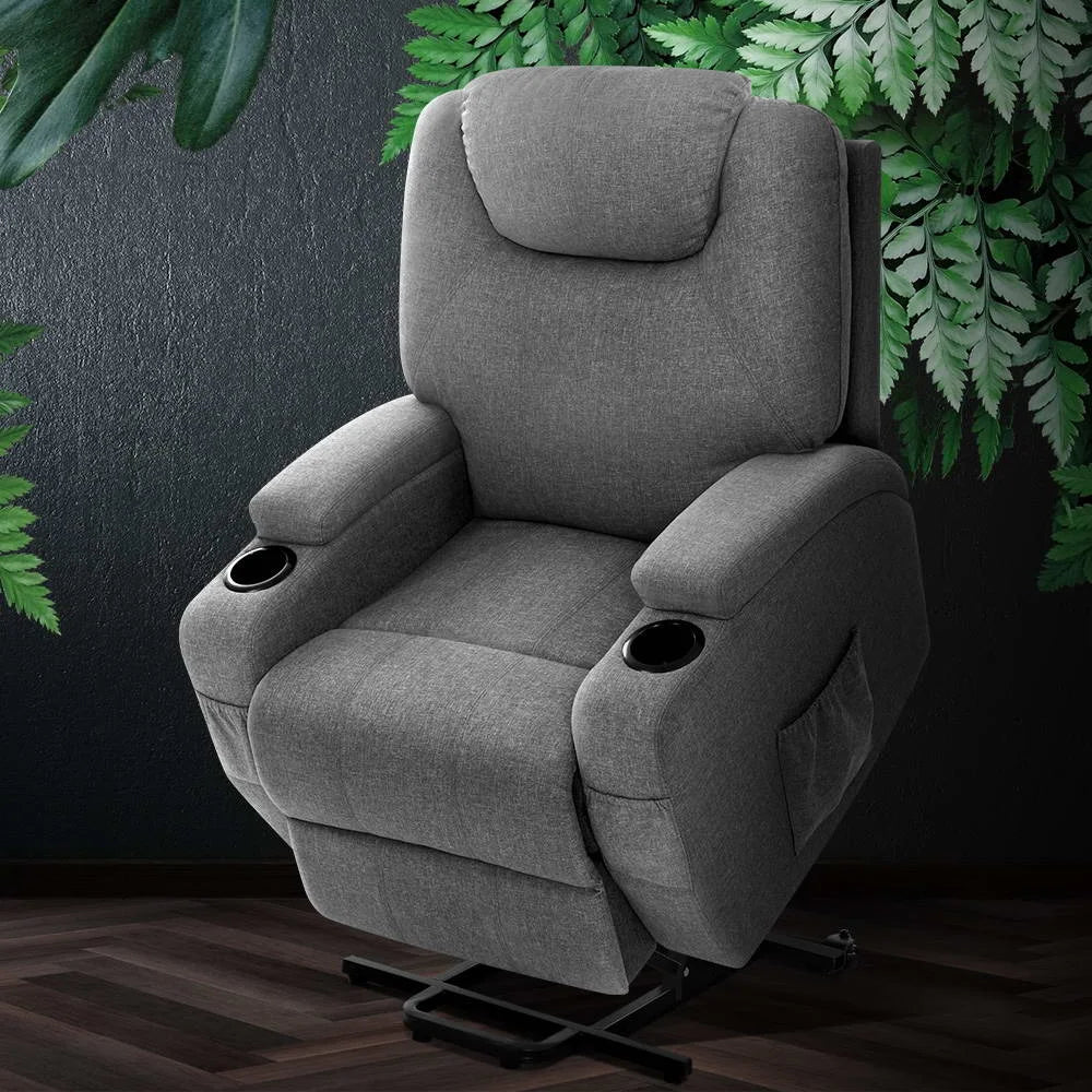 Massage Chair Recliner Sofa Lift Motor Armchair with Heating Fabric shown on the product page
