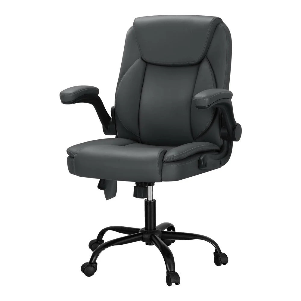Massage Office Chair 2 Point Leather Mid Back - Grey