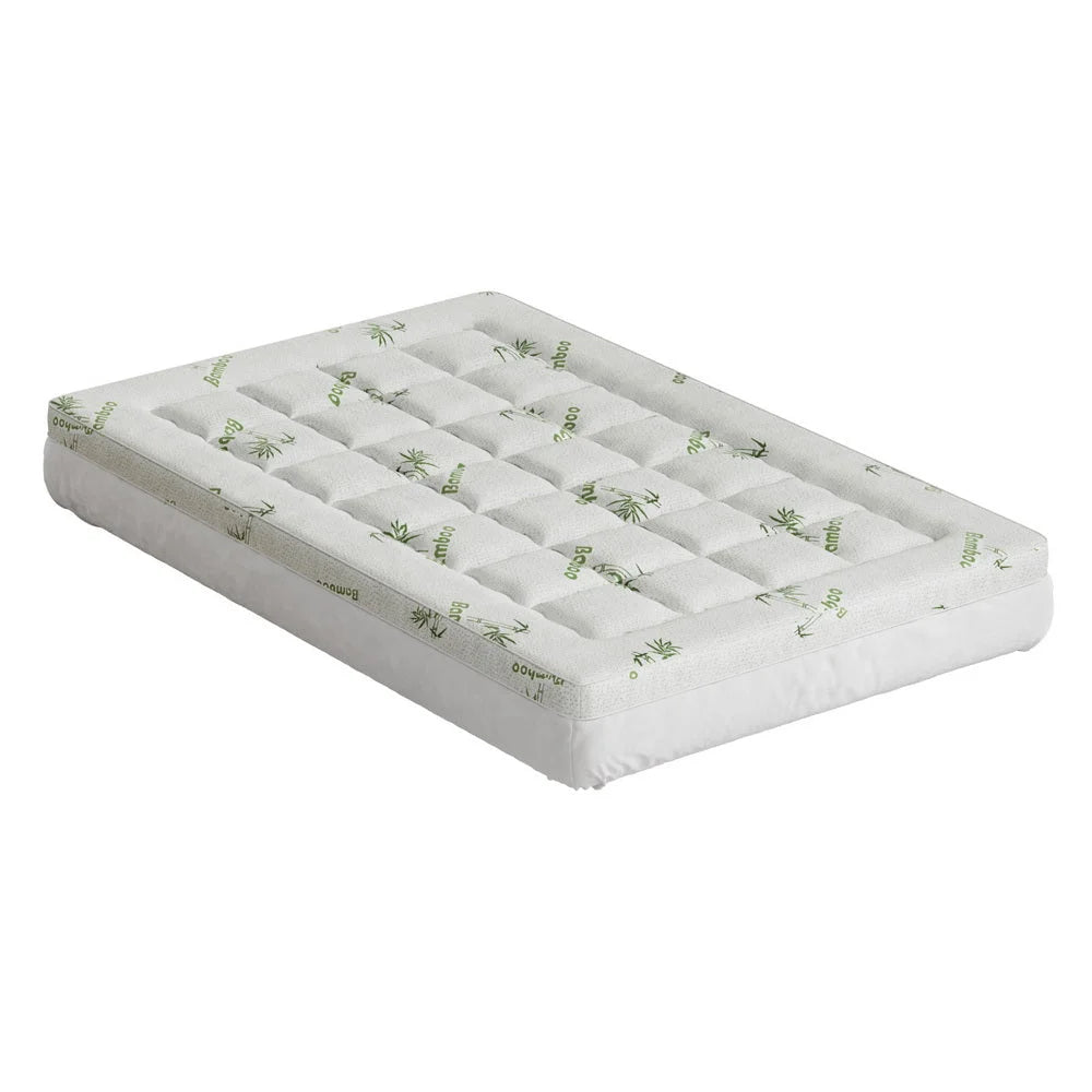 Bamboo 5cm mattress topper with quilted cover and layered edge