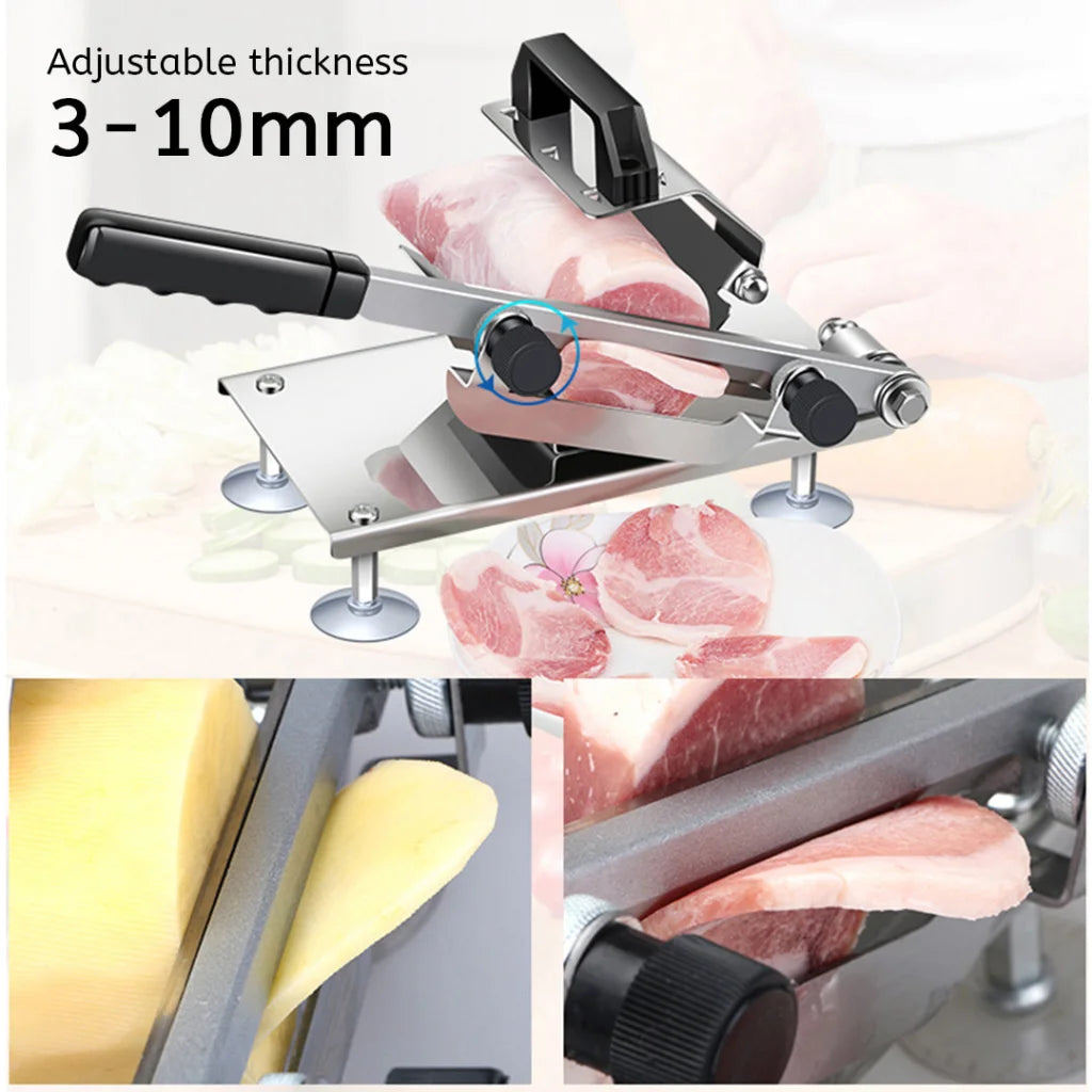 Meat Slicer Machine Premium Manual Frozen Cutting Handle 18/10 Stainless Steel Commercial Grade