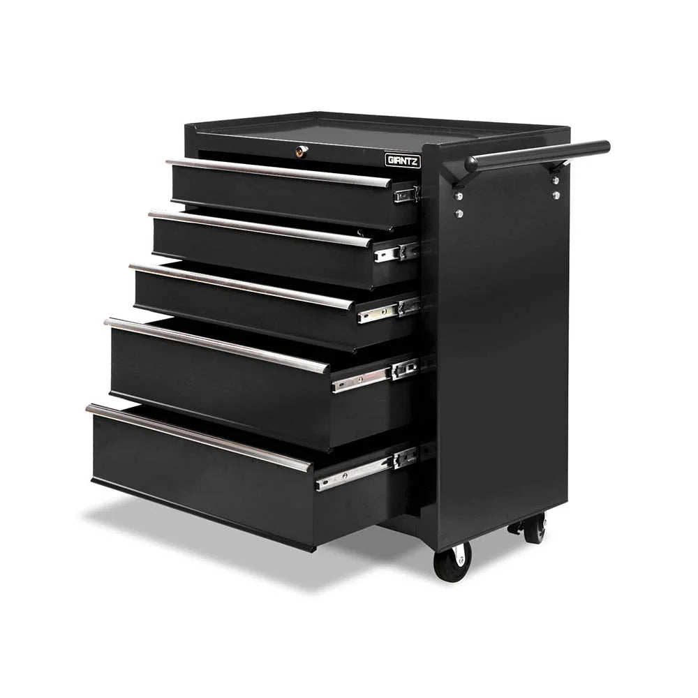 Mechanic Tool Box Trolley 5 Drawer Black Tools Storage