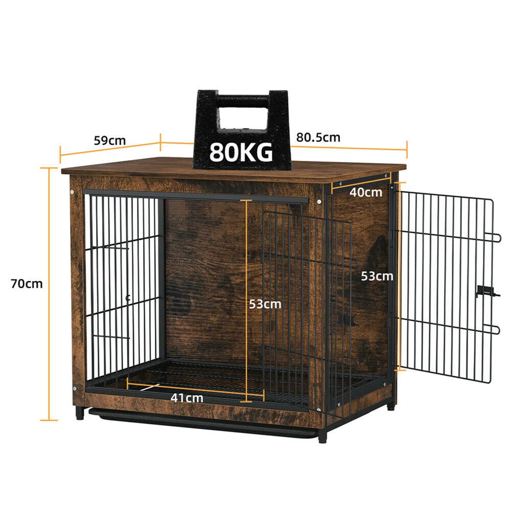 Medium Wooden Dog Crate Kennel 80.5x59x70cm End Table