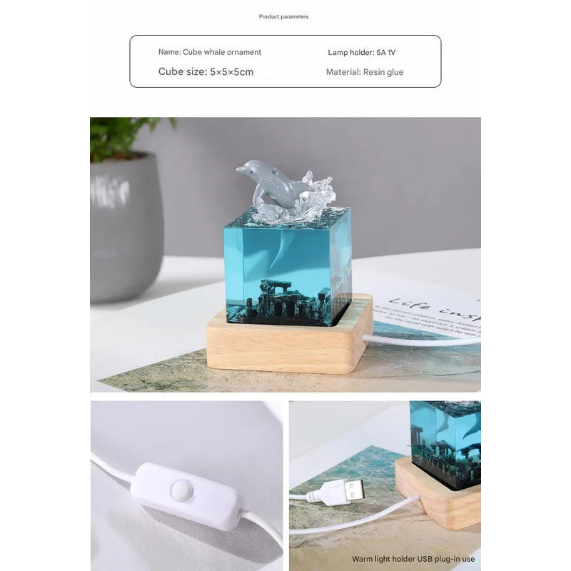 Megalodon Shark Handcrafted Ocean Resin Whale Night Light