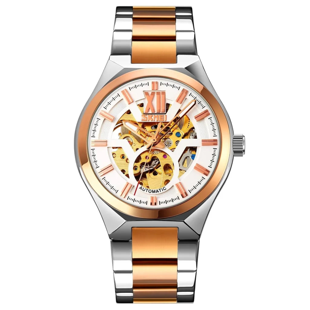 Men Automatic Mechanical Watch with Two-tone Stainless