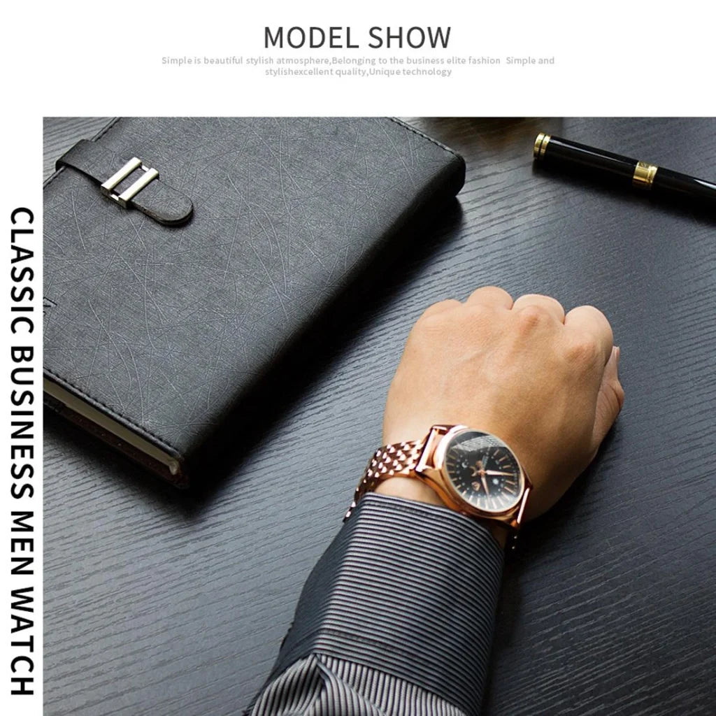 Men Business Quartz Watch with Steel Strap - 368 - Fashion