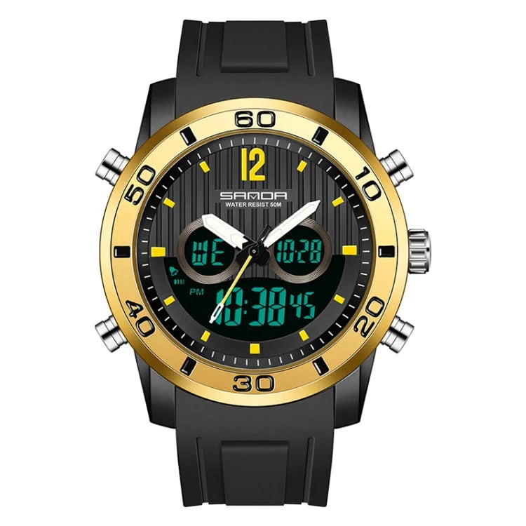 Men Outdoor Sports Shockproof Electronic Watch with Dual