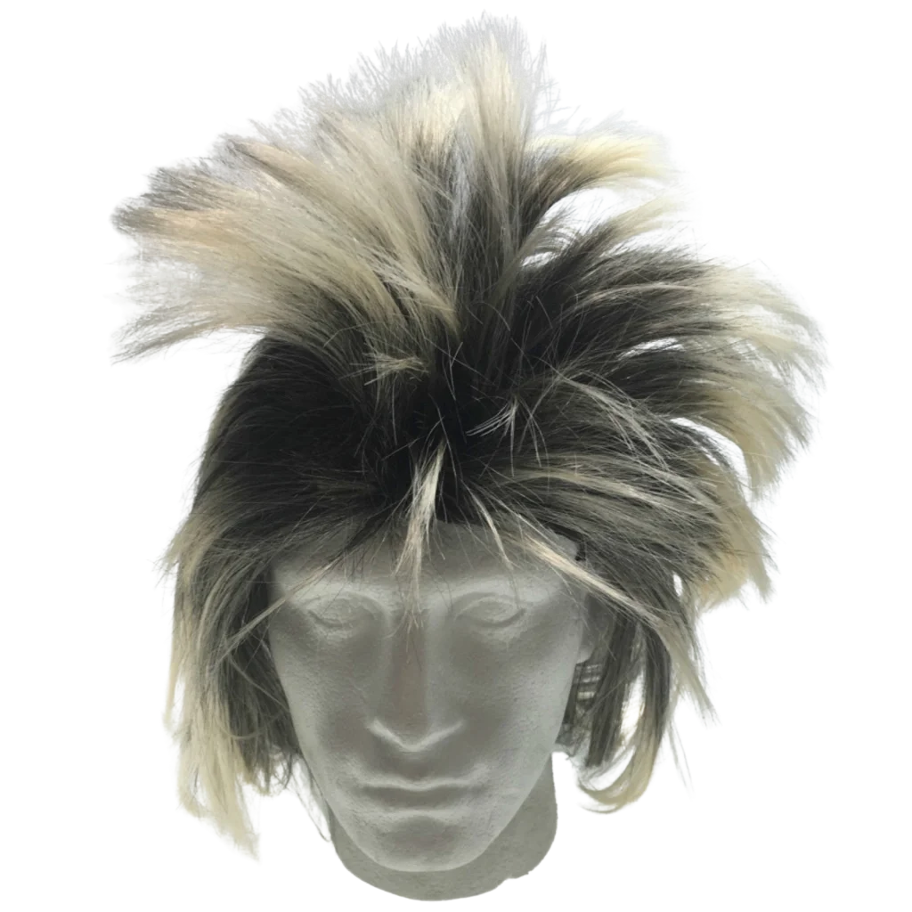 Mens Long SPIKY Wig Rock Punk 80s Fancy Dress Costume Bogan