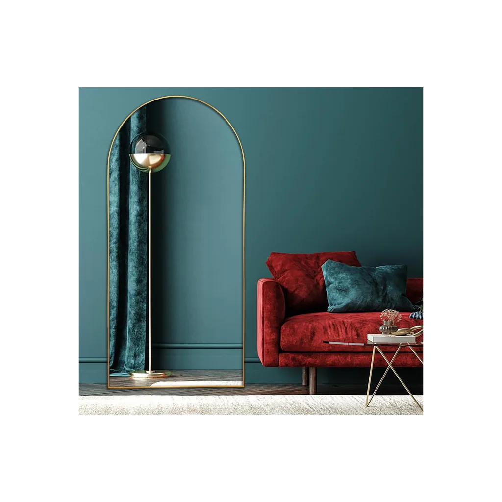 Metal Arch Mirror 80cm x 170cm - Gold - Home & Garden >