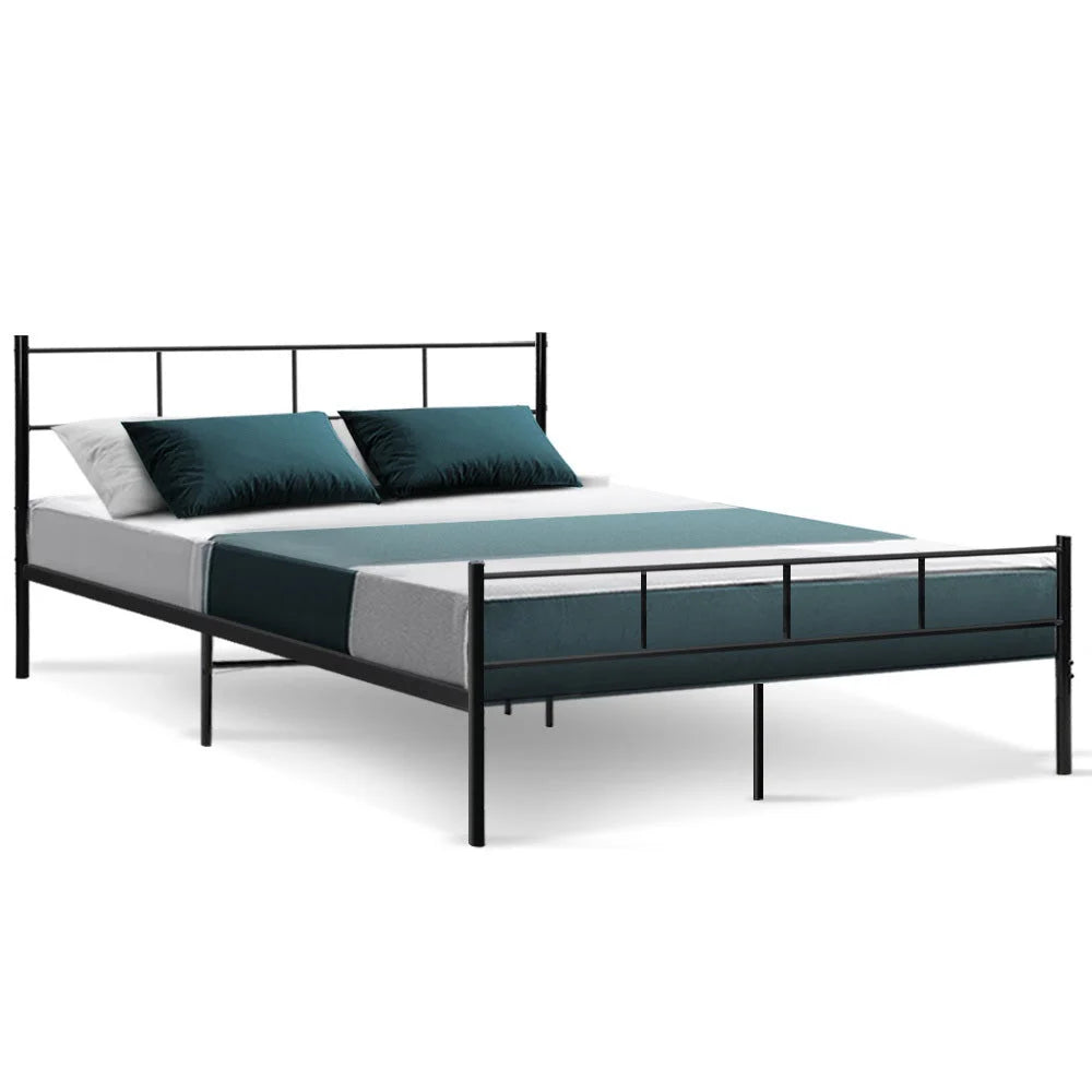 Metal Bed Frame Queen Size Platform Foundation Mattress