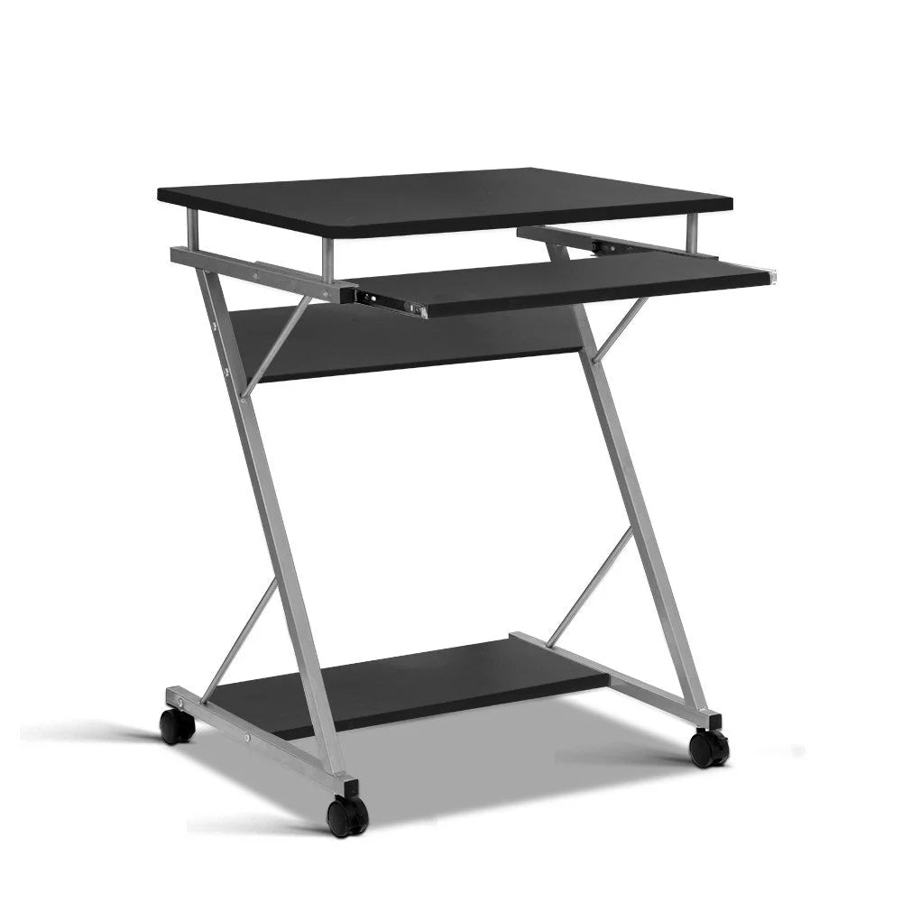 Black metal home office desk with adjustable worktop and sturdy legs