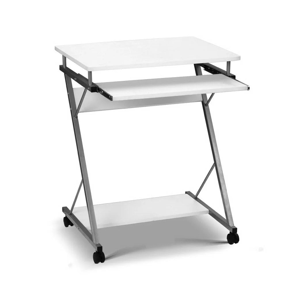 White metal desk with pull out table office