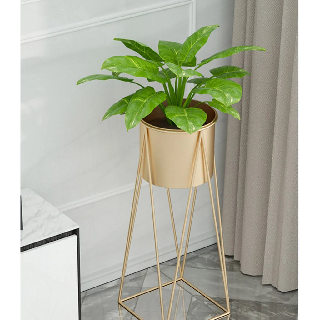 Metal Plant Stand 2X 70cm Gold with Gold Flower Pot Holder Corner Shelving Rack Indoor Display