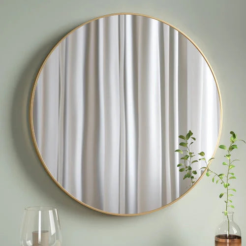 Metal Round Mirror - Gold 100cm