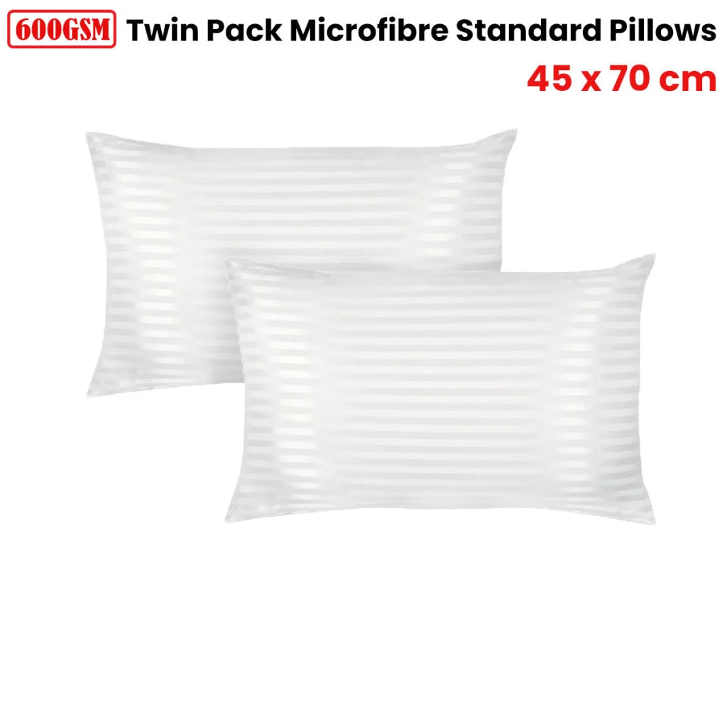 Microfibre Pillows Twin Pack Standard 600GSM 45x70cm - Home