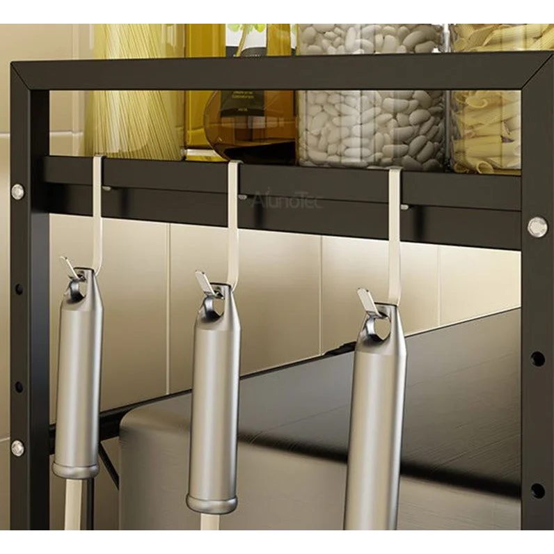 Microwave Shelf Adjustable Width & Height Black - Furniture