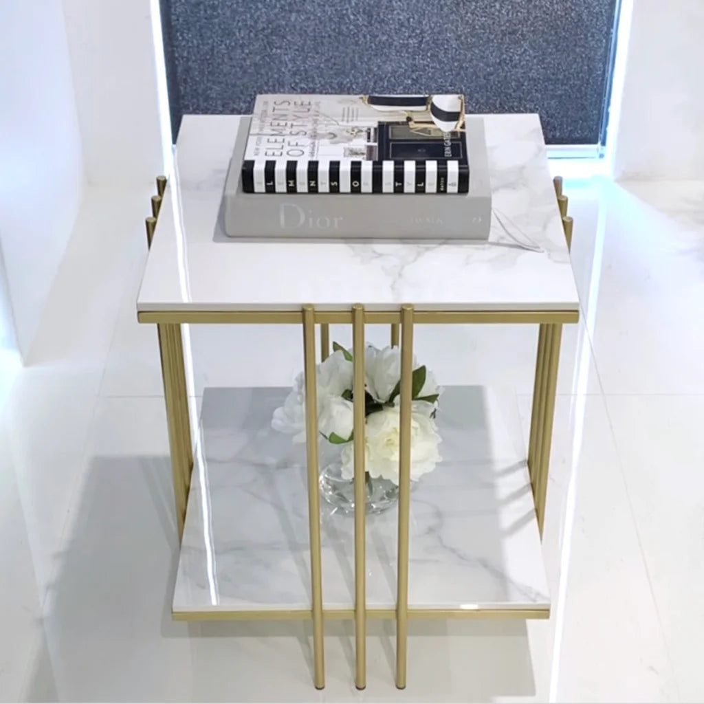Milano Gold Square Side Table - Furniture