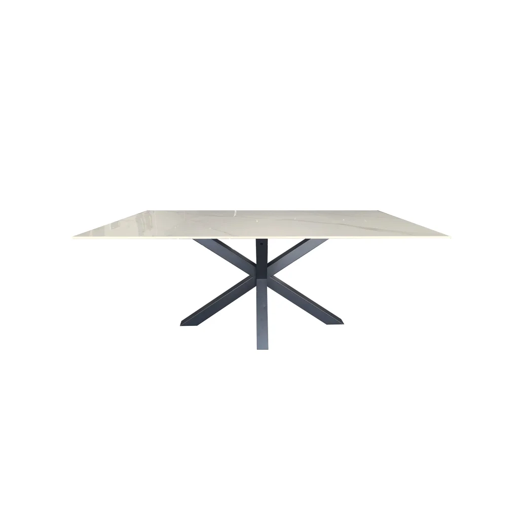 Miles Black With White Marble Dining Table - 90cm x 180cm