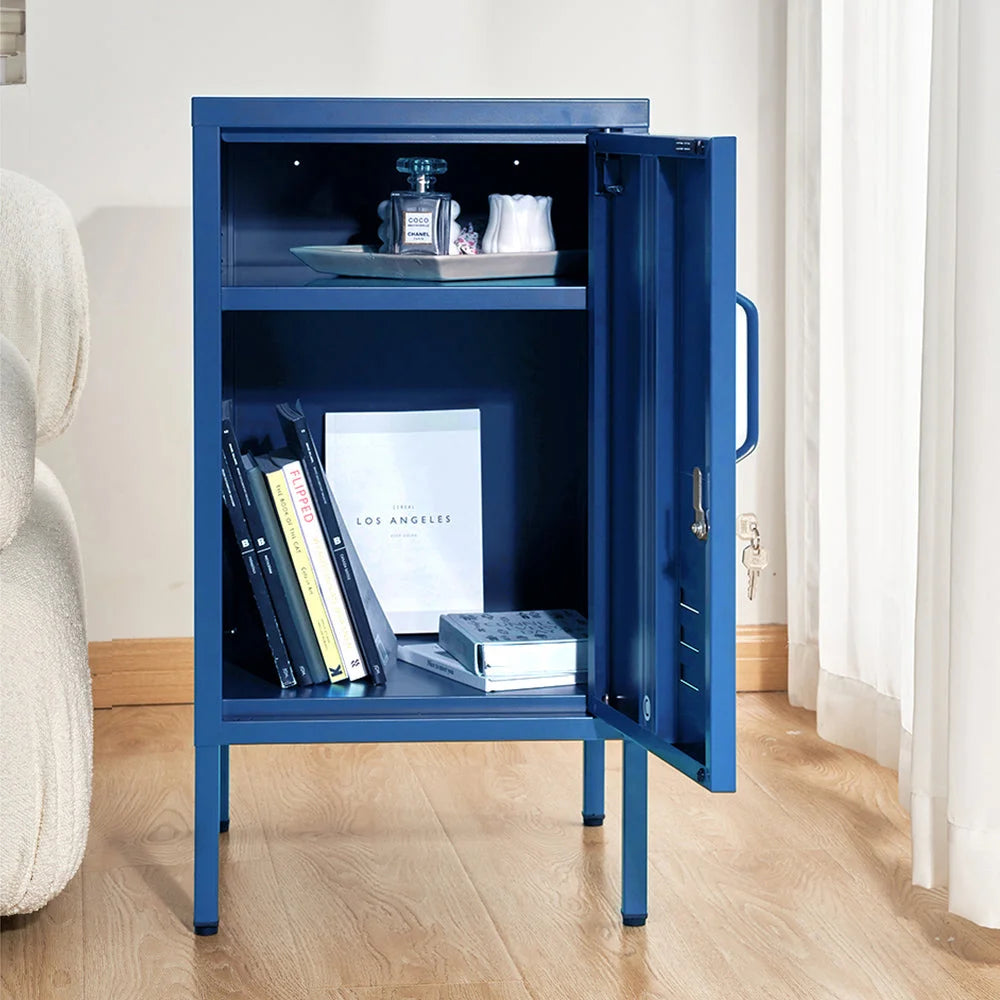 Mini Metal Locker Storage Shelf Organizer Cabinet - Blue