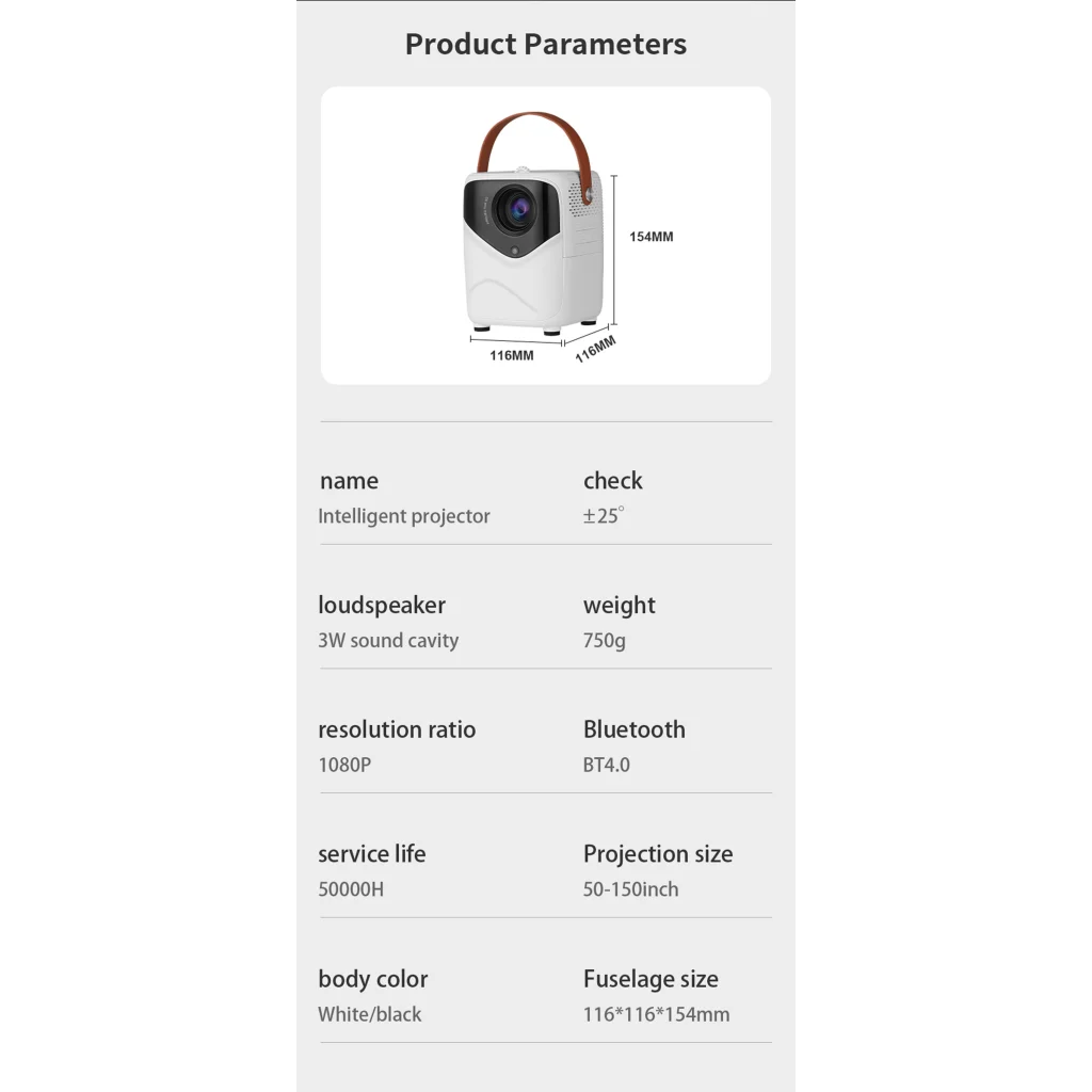 Mini Portable HD Projector with Giant Screen Display