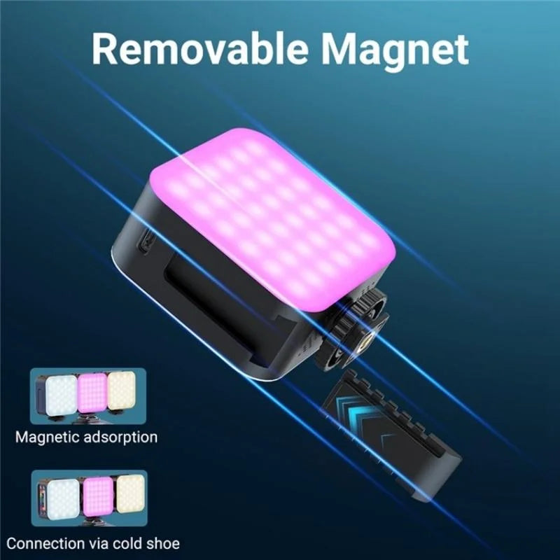 Mini Rgb Video Lamp with Magnetic Adsorption for Live
