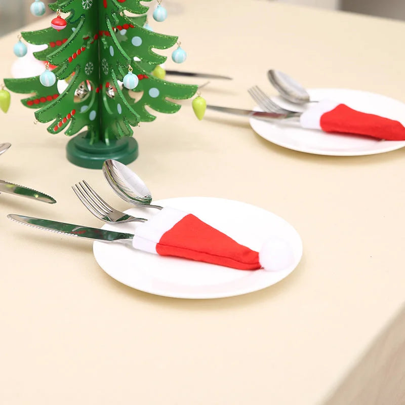 Mini Santa Hat Cutlery Holders (100-Pack) - Festive