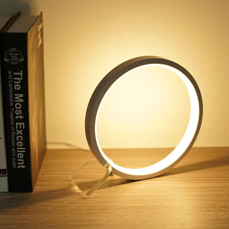 Modern LED Ring Desk Lamp - USB Powered 3 Color Modes