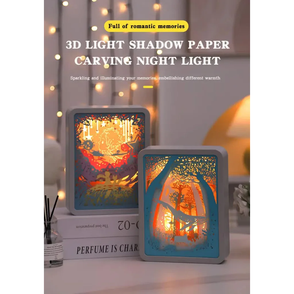 Moon Over The Sea 3D Paper Carving Night Light - USB