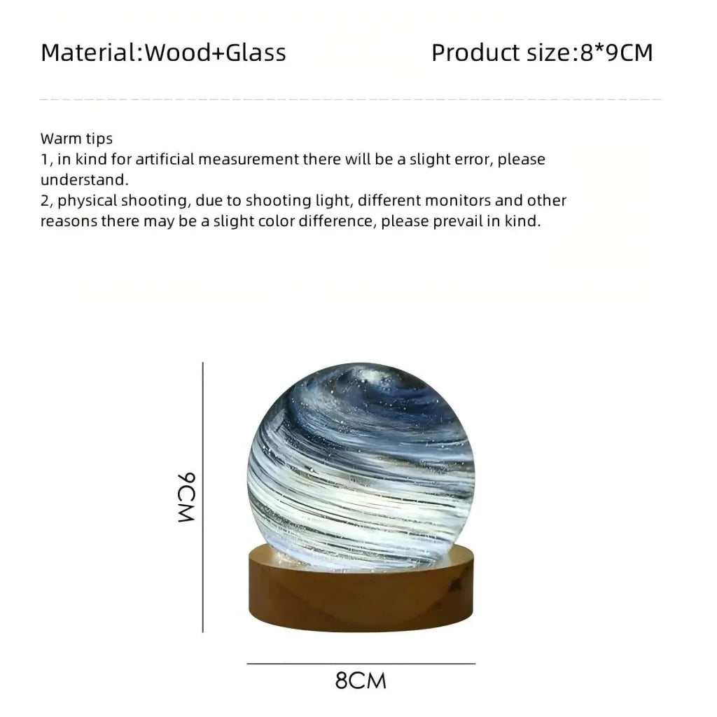 Morning Light LED Planet Night Light with Wooden Base USB