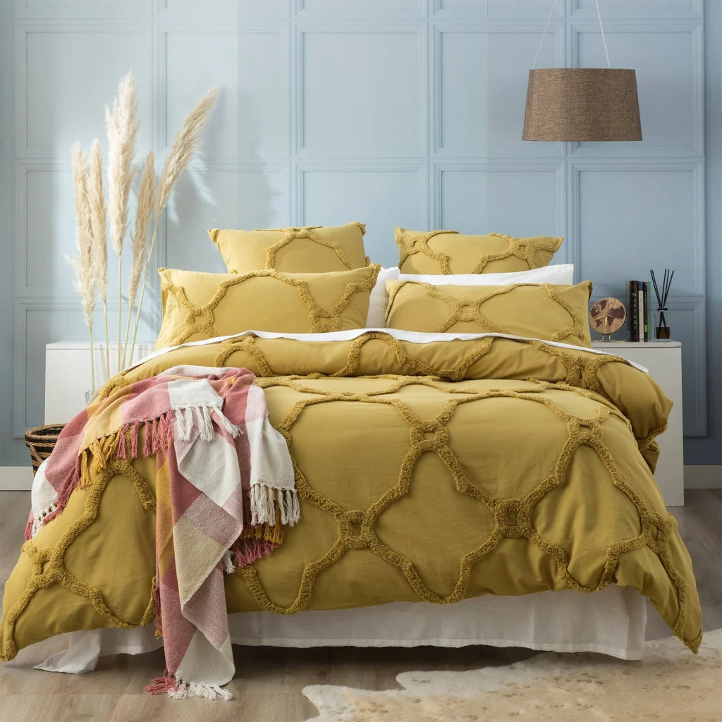 Moroccan 100% Cotton Chenille Vintage Washed Tufted Willow