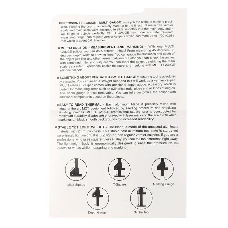 Multifunctional Aluminum Alloy Marking Ruler - t Type