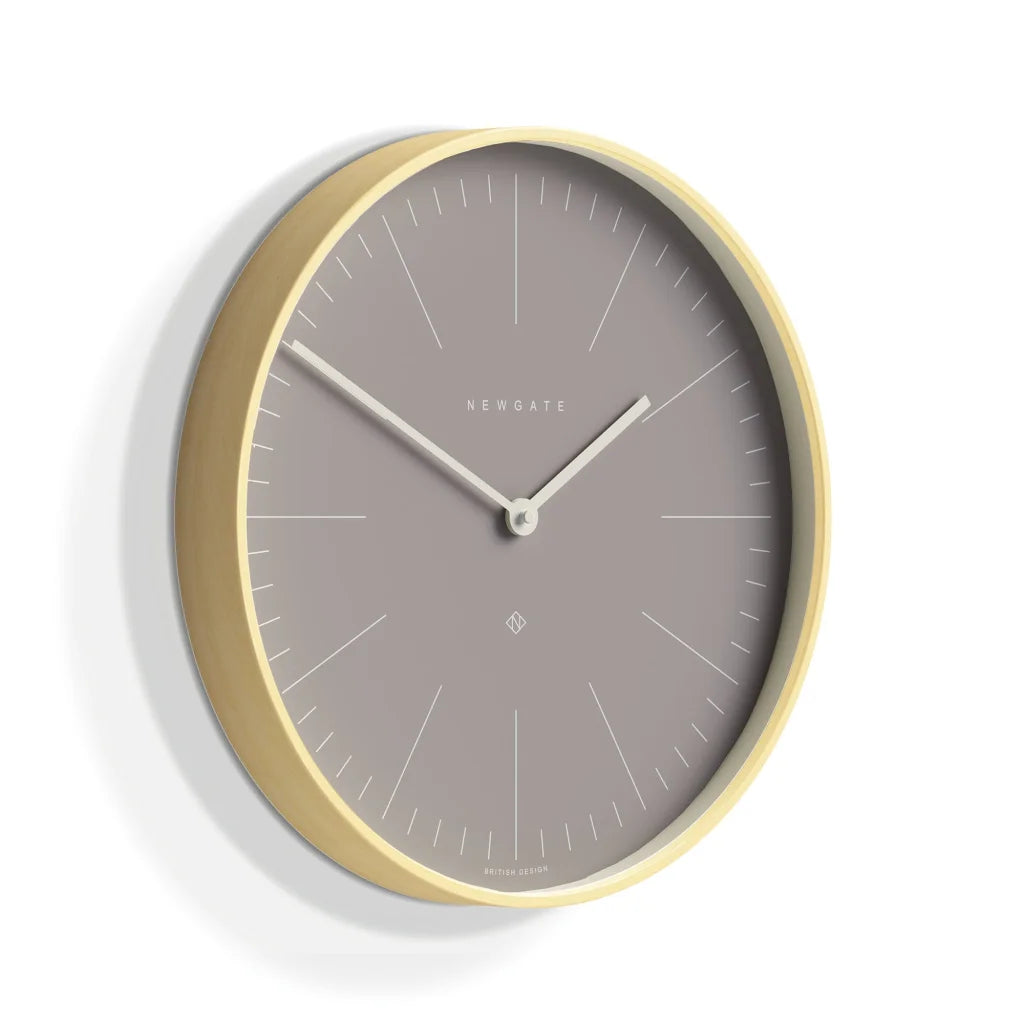 Newgate Mr Clarke Clock - Pale Wood with Clay Grey Dial