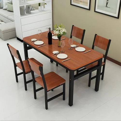NNECN Wood & Steel Dining Set - Oak & Black - Furniture