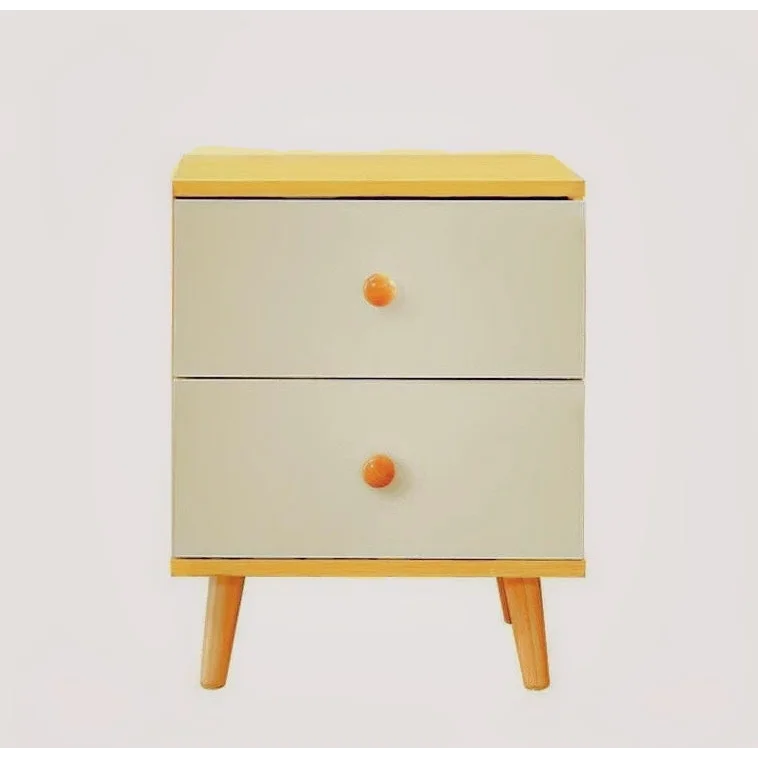 NNECN Wooden Bedside Cabinet with Two Drawers & Sturdy Legs