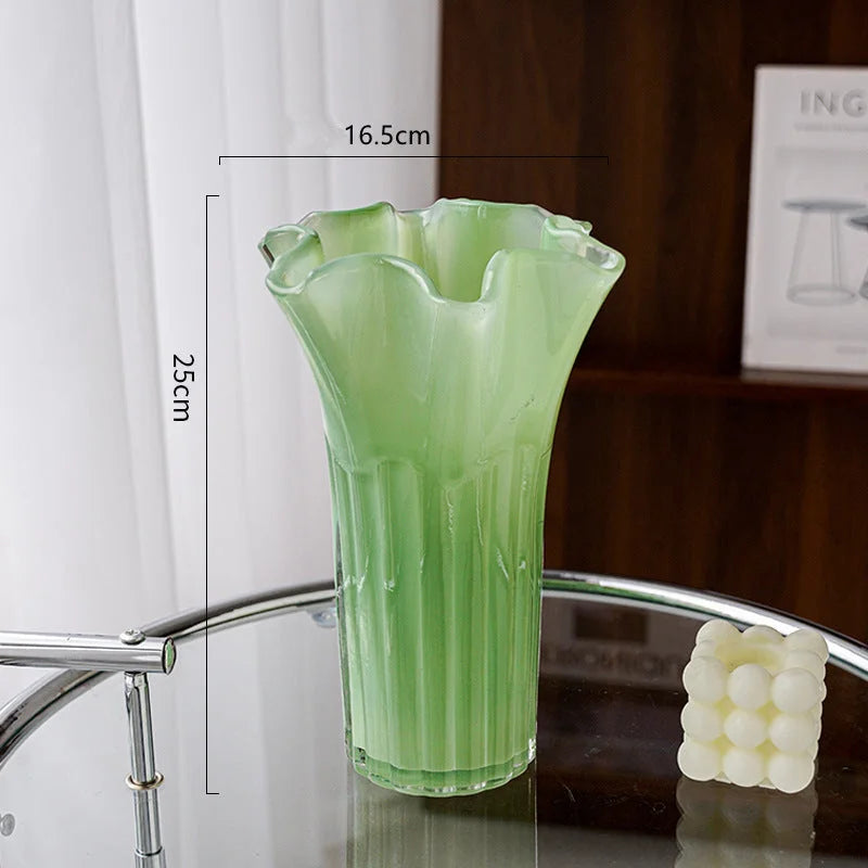 Nordic-Style Glass Vase - Elegant Fluted Flower Vase